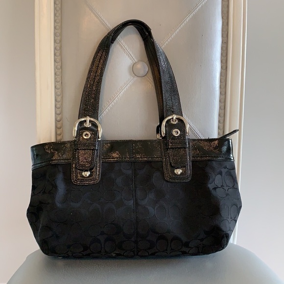 Coach Monogram Shoulder Tote bag signature black - Picture 5 of 16